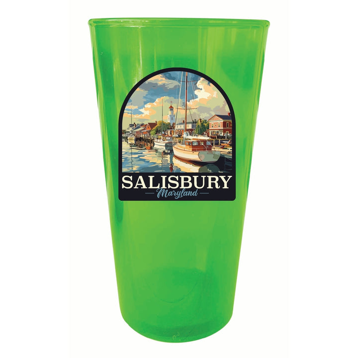 Salisbury Maryland Port of Salisbury Marina Design Souvenir Plastic 16 oz pint Image 2