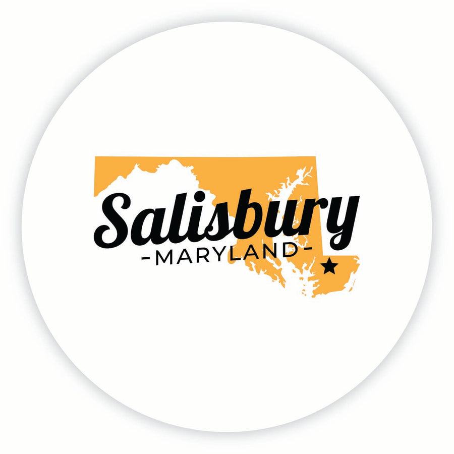 Salisbury Maryland State Shape Design Souvenir Round Fridge Magnet Image 1