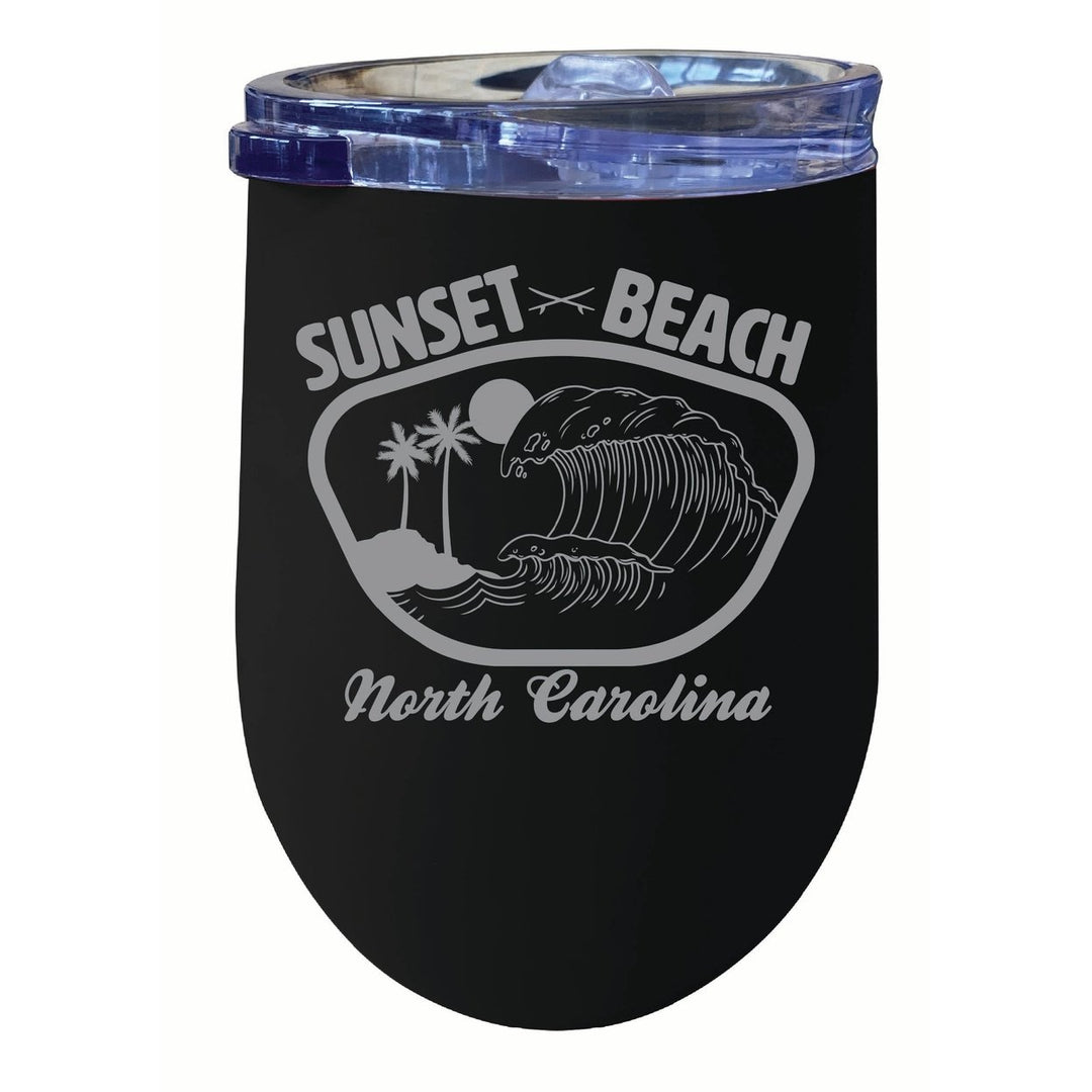 Sunset Beach North Carolina Souvenir 12 oz Engraved Insulated Wine Stainless Steel Tumbler Image 1