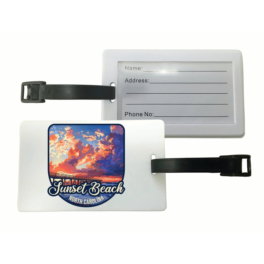 Sunset Beach North Carolina Sunset Pier Design Souvenir Luggage Tag Image 1