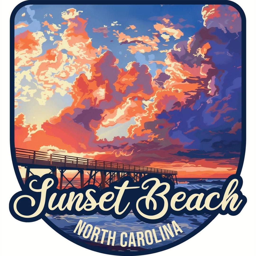 Sunset Beach North Carolina Sunset Pier Design Souvenir Die Cut Flat Magnet Image 1