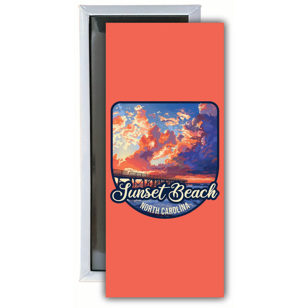 Sunset Beach North Carolina Sunset Pier Design Souvenir Fridge Magnet 4.75 x 2 Inch Image 1