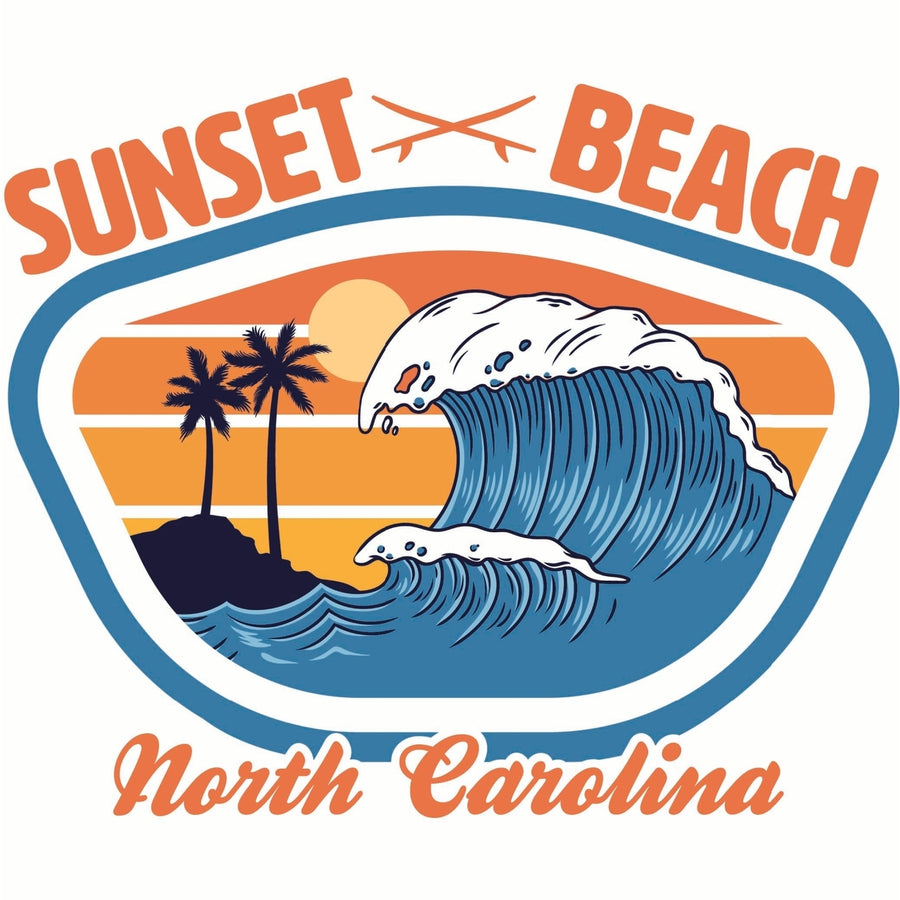 Sunset Beach North Carolina Surf Wave Design Souvenir Die Cut Flat Magnet Image 1