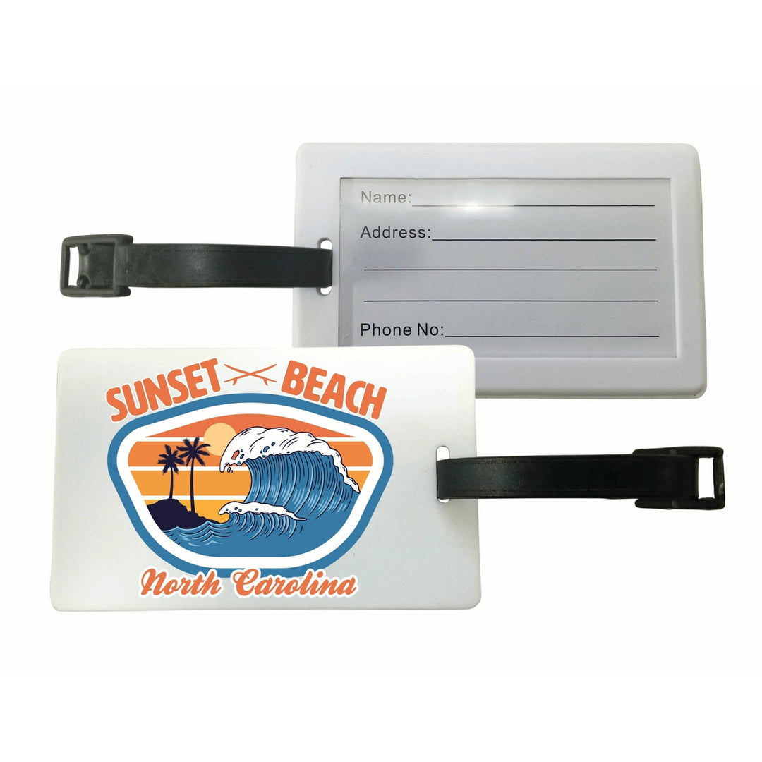 Sunset Beach North Carolina Surf Wave Design Souvenir Luggage Tag Image 1