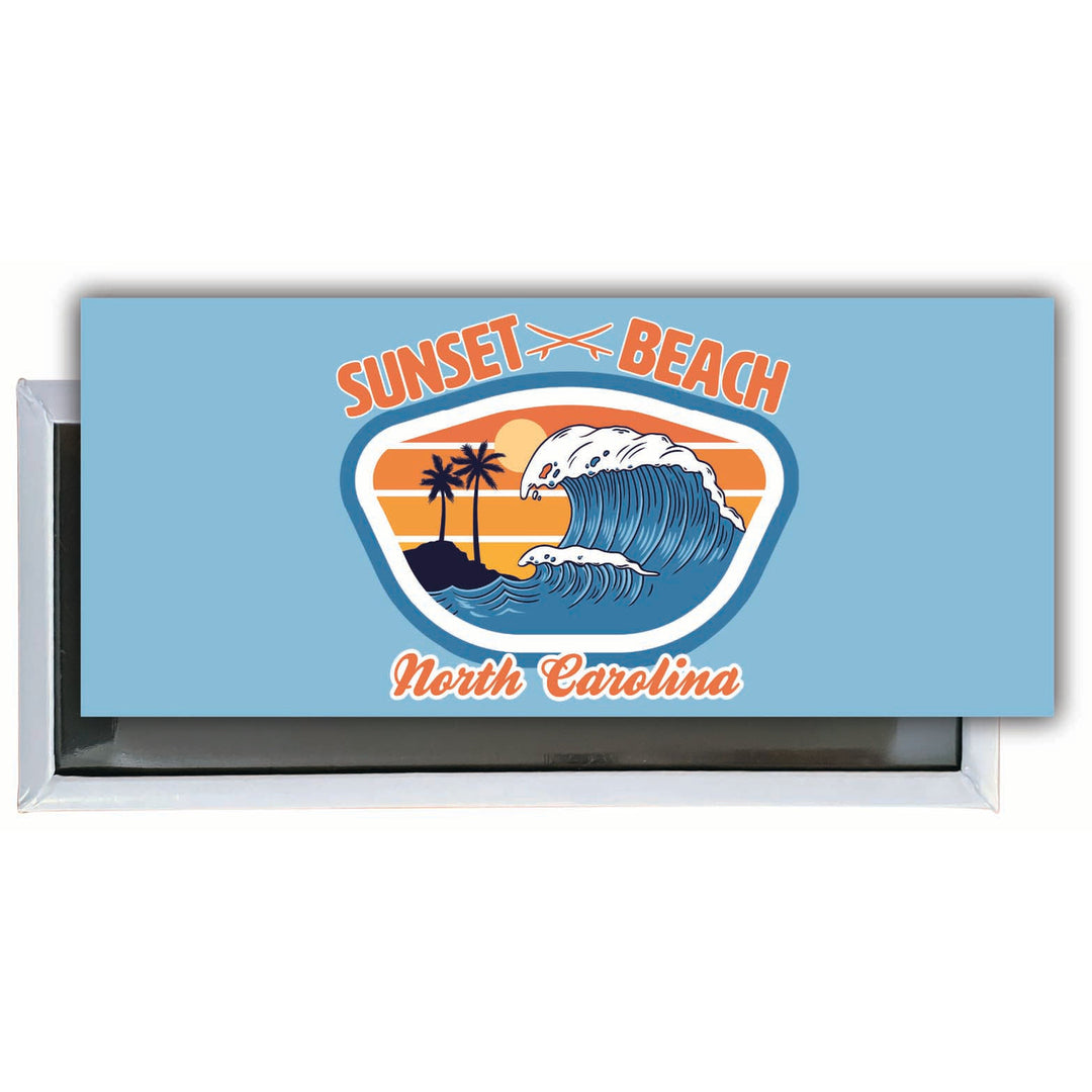 Sunset Beach North Carolina Surf Wave Design Souvenir Fridge Magnet 4.75 x 2 Inch Image 1