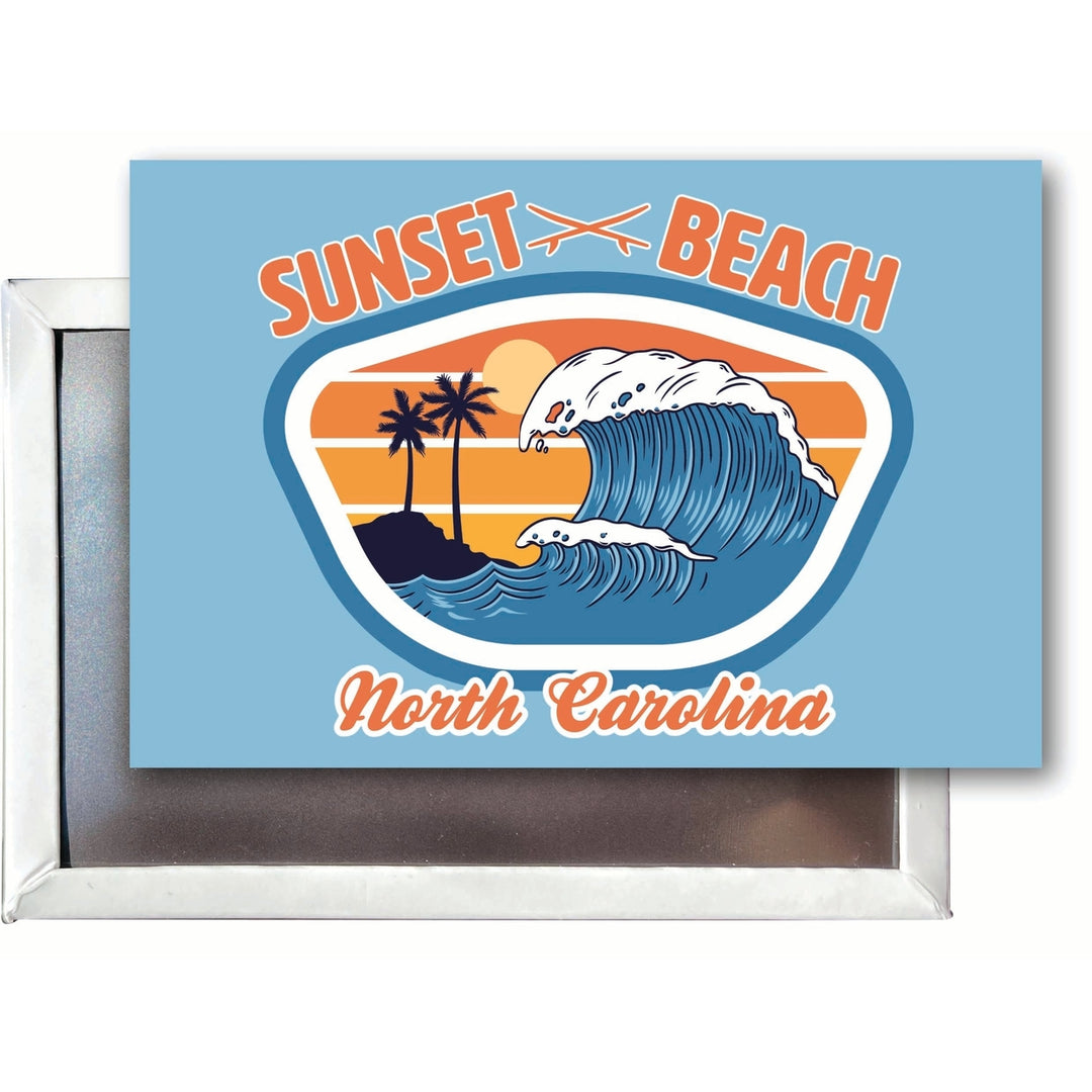 Sunset Beach North Carolina Surf Wave Design Souvenir 2x3-Inch Fridge Magnet Image 1