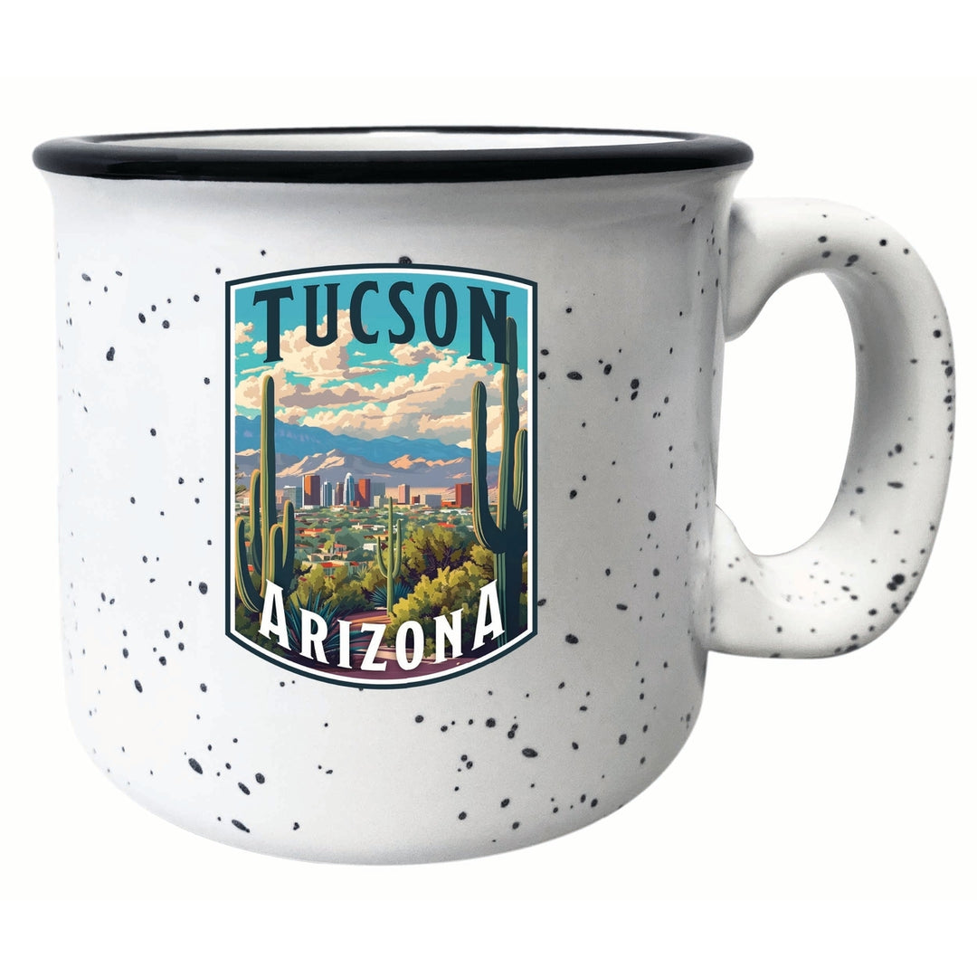 Tucson Arizona Cactus and Cityscape Design Souvenir 16 oz Ceramic camping mug Image 1