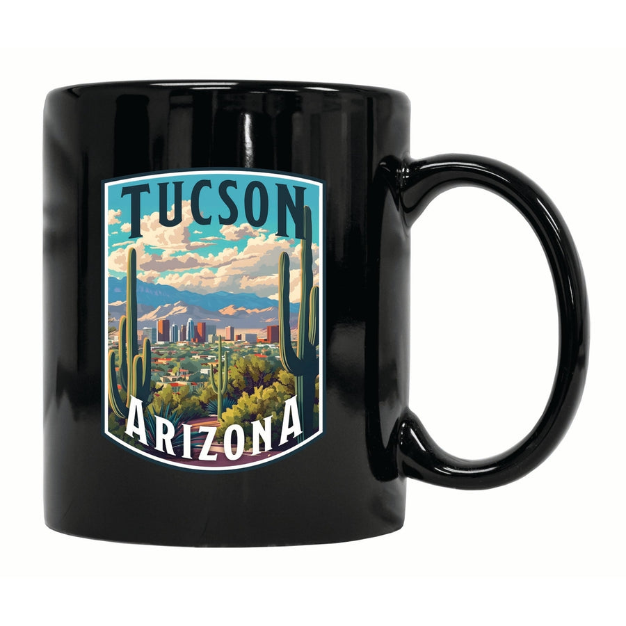 Tucson Arizona Cactus and Cityscape Design Souvenir 12 oz Ceramic Coffee Mug Image 1