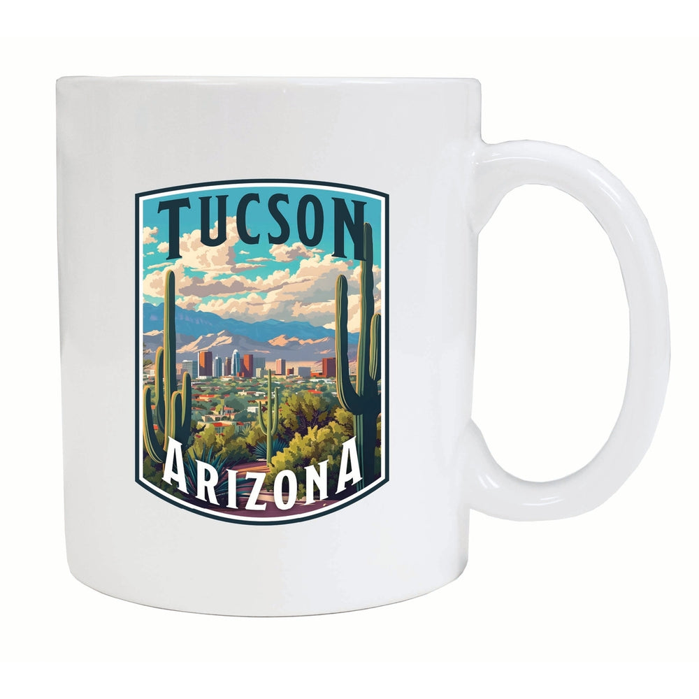 Tucson Arizona Cactus and Cityscape Design Souvenir 12 oz Ceramic Coffee Mug Image 2