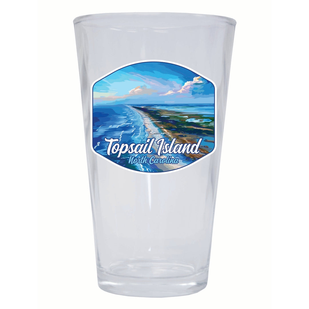 Topsail Island North Carolina Aerial View Design Souvenir 16 oz Pint Glass Image 1