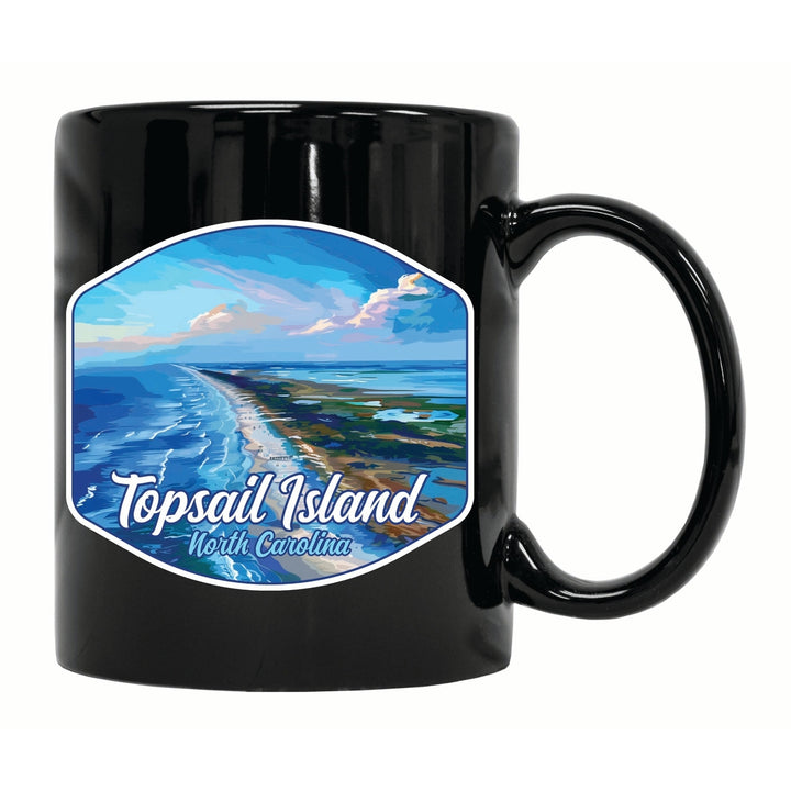 Topsail Island North Carolina Aerial View Design Souvenir 12 oz Ceramic Coffee Mug Image 1