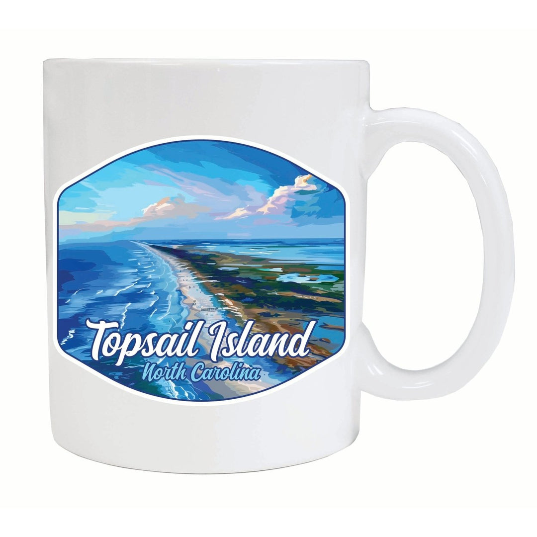 Topsail Island North Carolina Aerial View Design Souvenir 12 oz Ceramic Coffee Mug Image 2