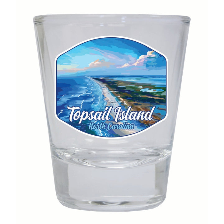 Topsail Island North Carolina Aerial View Design Souvenir 2 Ounce Shot Glass Round Image 1