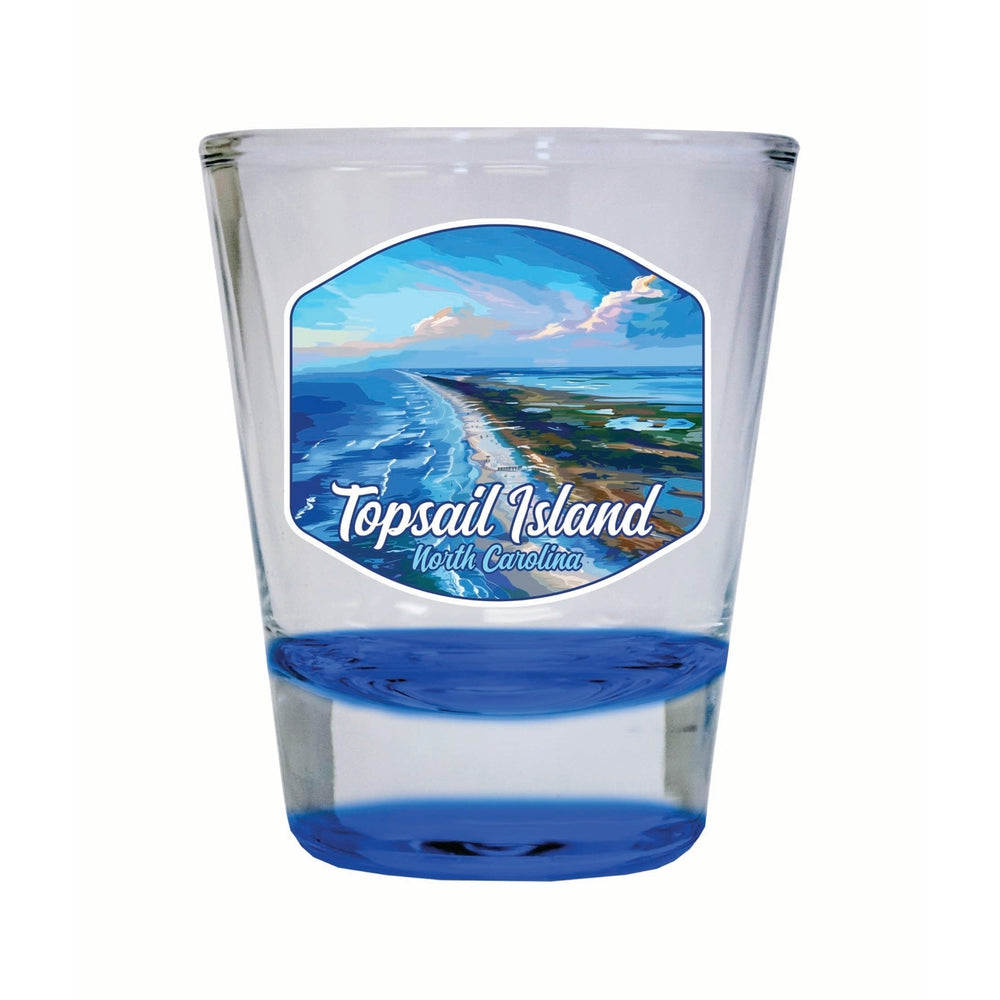 Topsail Island North Carolina Aerial View Design Souvenir 2 Ounce Shot Glass Round Image 2