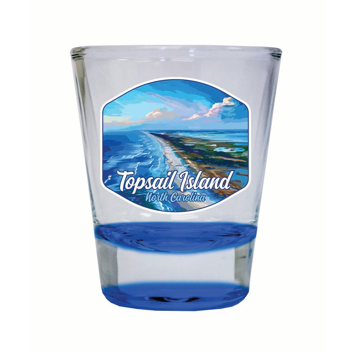 Topsail Island North Carolina Aerial View Design Souvenir 2 Ounce Shot Glass Round Image 2