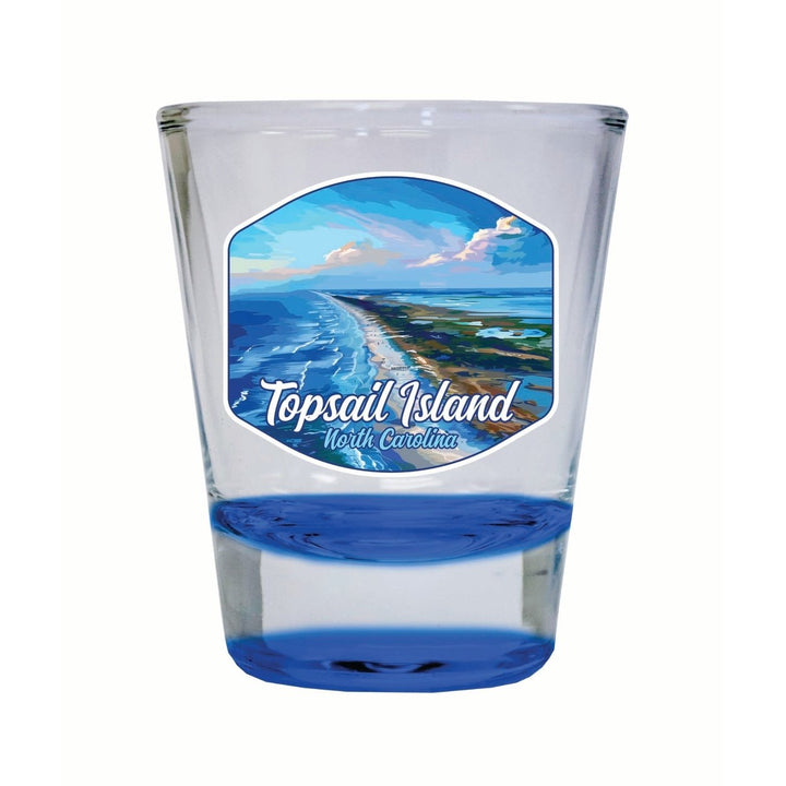 Topsail Island North Carolina Aerial View Design Souvenir 2 Ounce Shot Glass Round Image 1