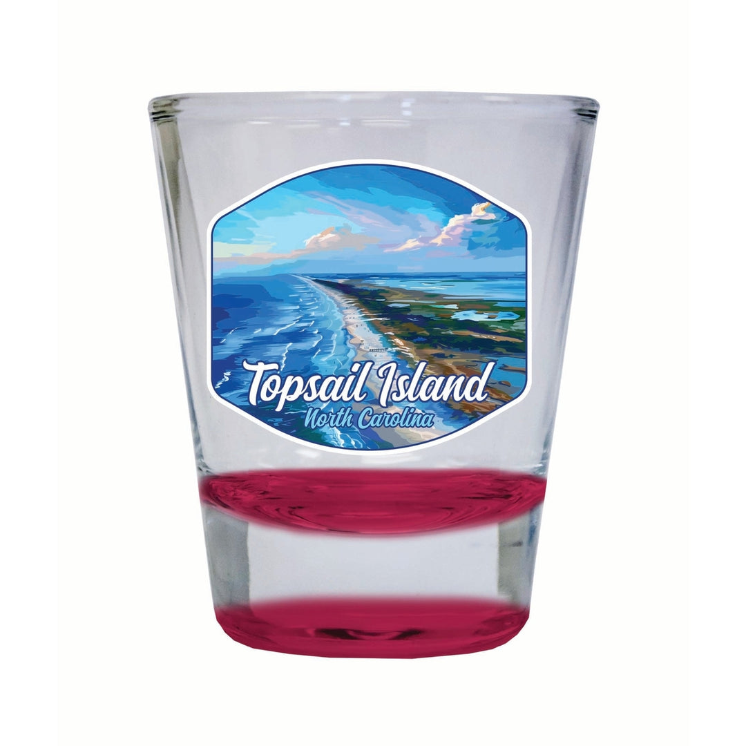 Topsail Island North Carolina Aerial View Design Souvenir 2 Ounce Shot Glass Round Image 3