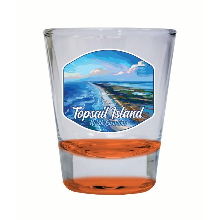 Topsail Island North Carolina Aerial View Design Souvenir 2 Ounce Shot Glass Round Image 4