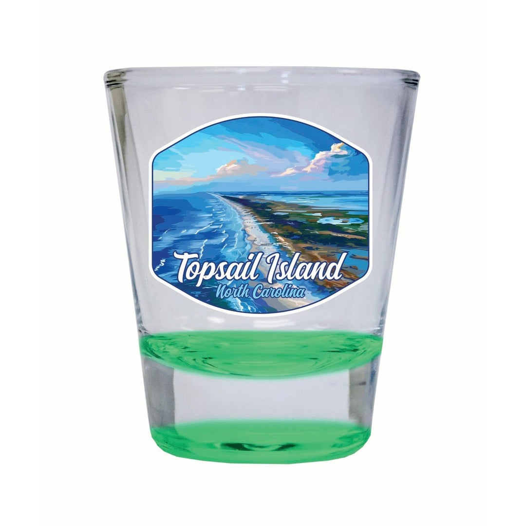 Topsail Island North Carolina Aerial View Design Souvenir 2 Ounce Shot Glass Round Image 4