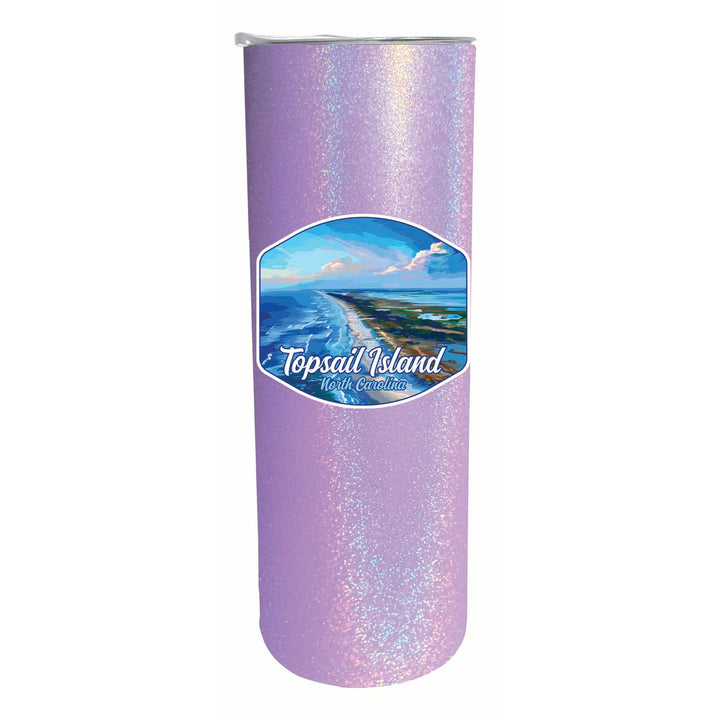 Topsail Island North Carolina Aerial View Design Souvenir 20 oz Insulated Stainless Steel Skinny Tumbler Image 1