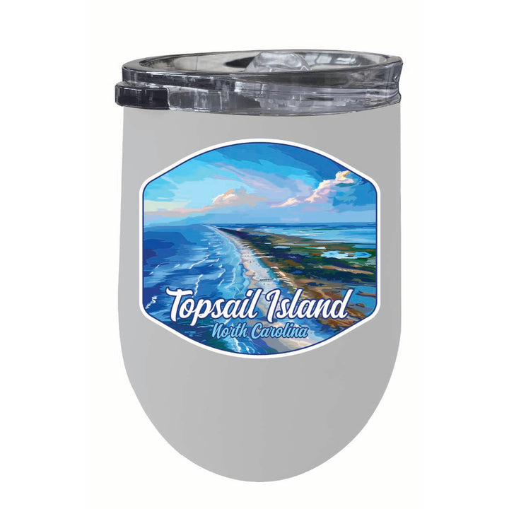 Topsail Island North Carolina Aerial View Design Souvenir 12 oz Insulated Wine Stainless Steel Tumbler Image 6