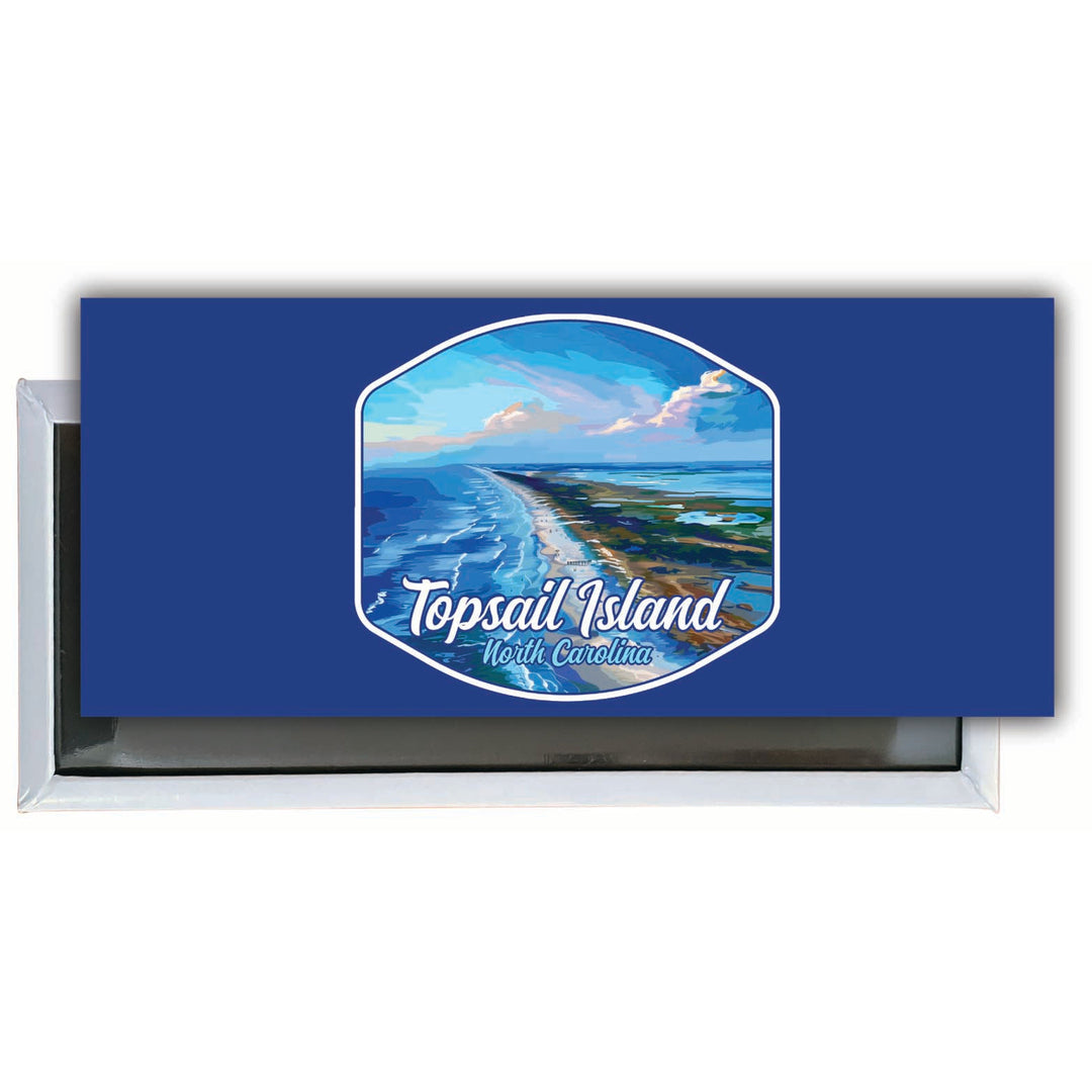 Topsail Island North Carolina Aerial View Design Souvenir Fridge Magnet 4.75 x 2 Inch Image 1