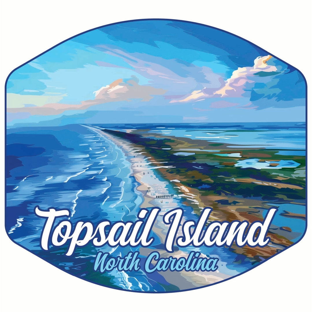 Topsail Island North Carolina Aerial View Design Souvenir Die Cut Flat Magnet Image 1