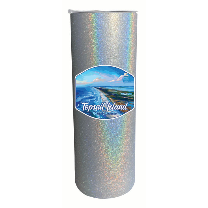 Topsail Island North Carolina Aerial View Design Souvenir 20 oz Insulated Stainless Steel Skinny Tumbler Image 3