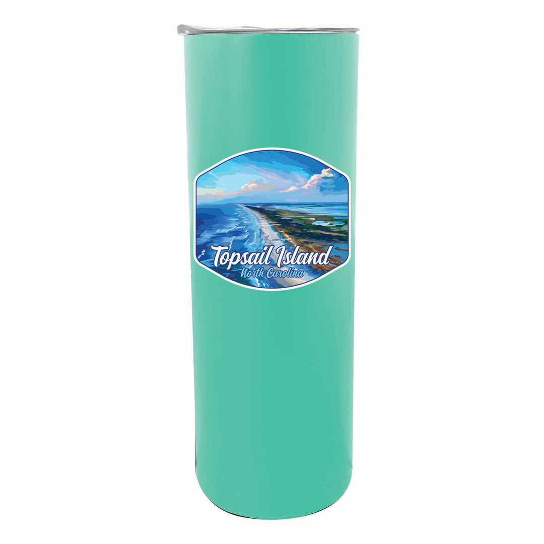 Topsail Island North Carolina Aerial View Design Souvenir 20 oz Insulated Stainless Steel Skinny Tumbler Image 4