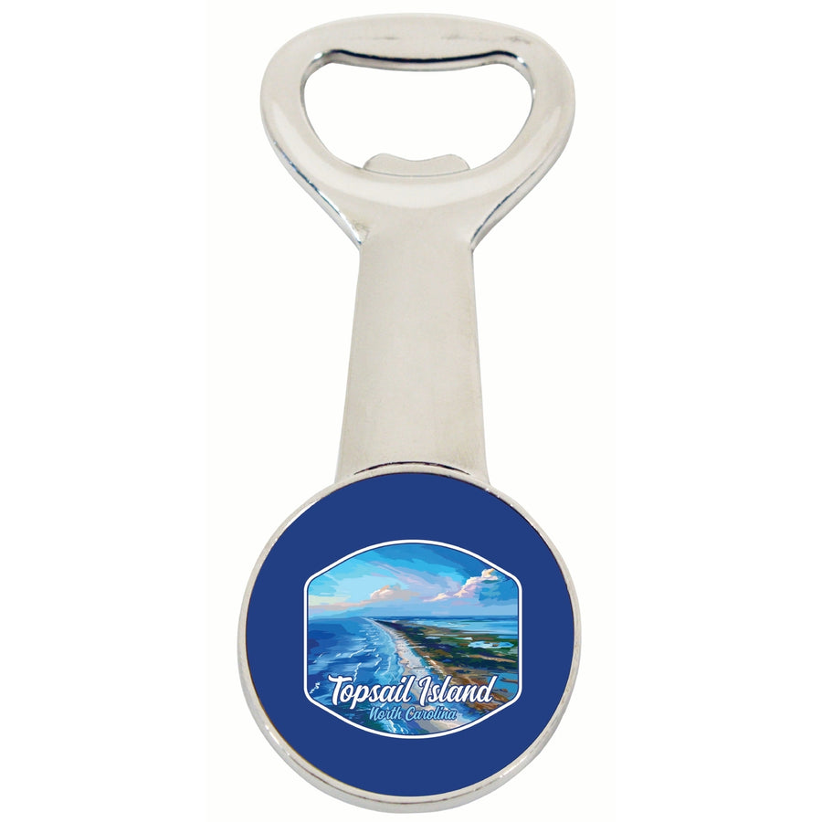 Topsail Island North Carolina Aerial View Design Souvenir Magnetic Bottle Opener Image 1