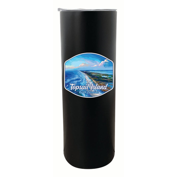 Topsail Island North Carolina Aerial View Design Souvenir 20 oz Insulated Stainless Steel Skinny Tumbler Image 1