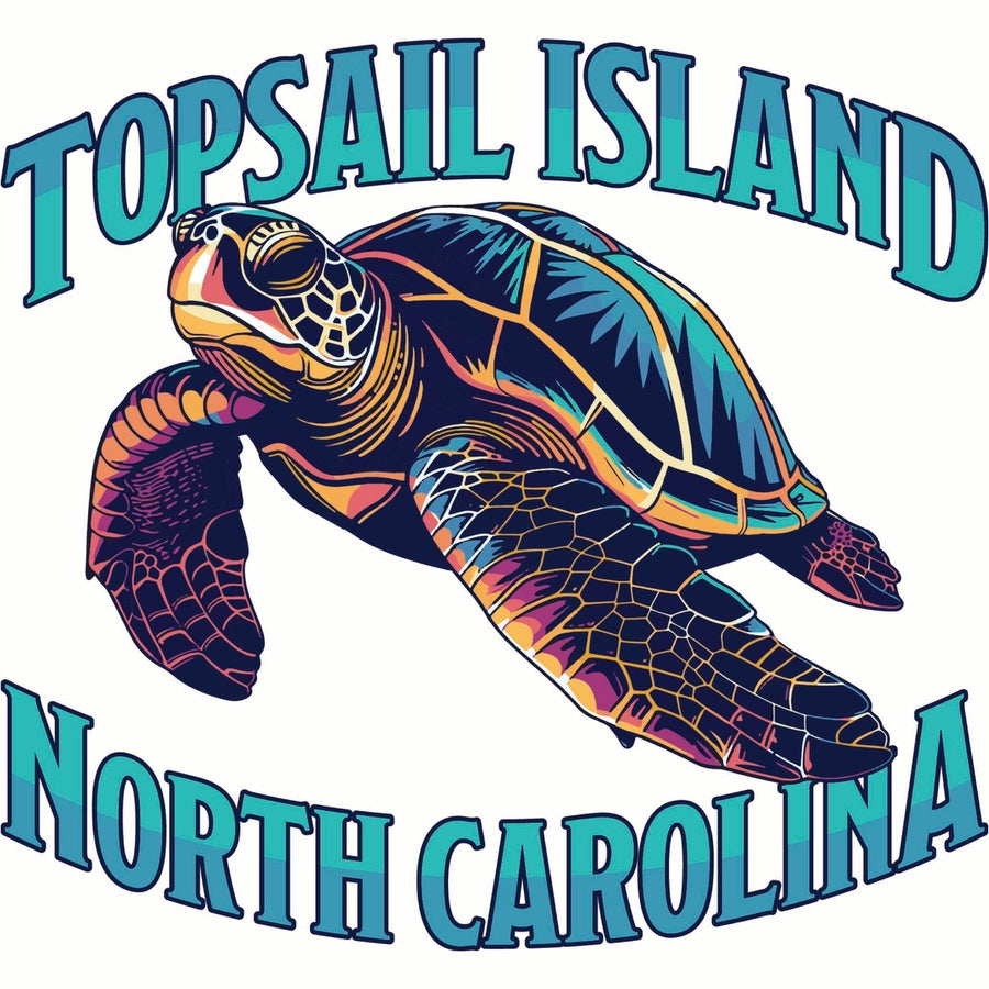 Topsail Island North Carolina Colorful Turtle Design Souvenir Die Cut Flat Magnet Image 1