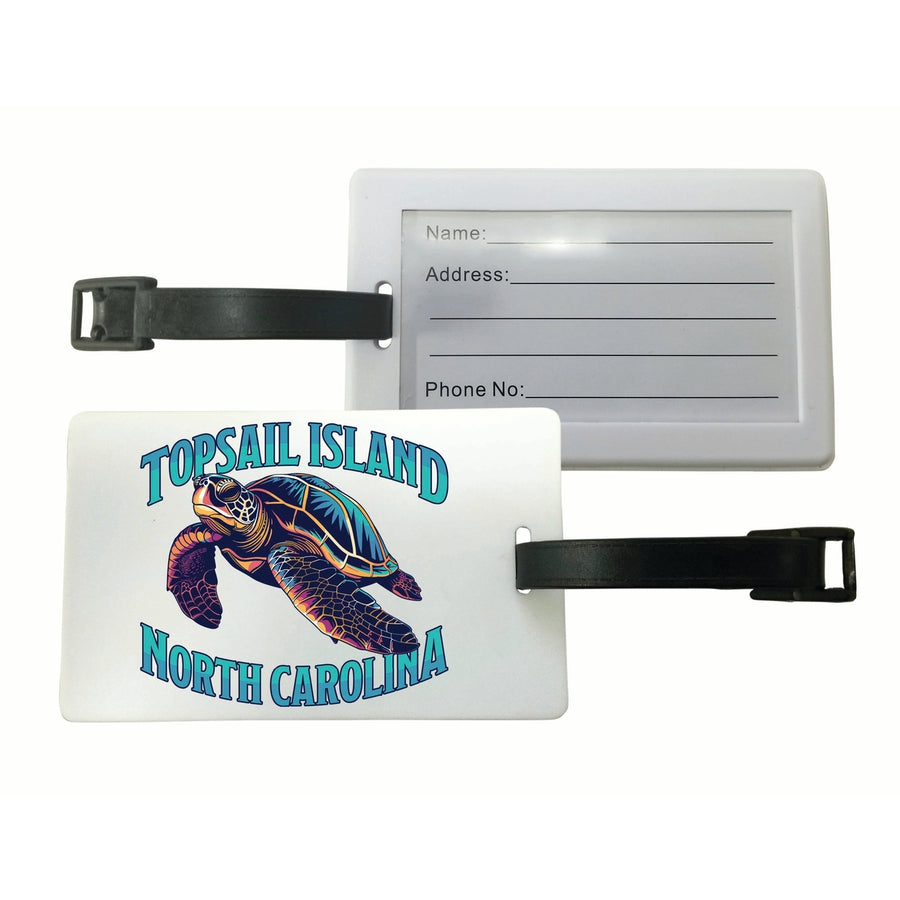 Topsail Island North Carolina Colorful Turtle Design Souvenir Luggage Tag Image 1