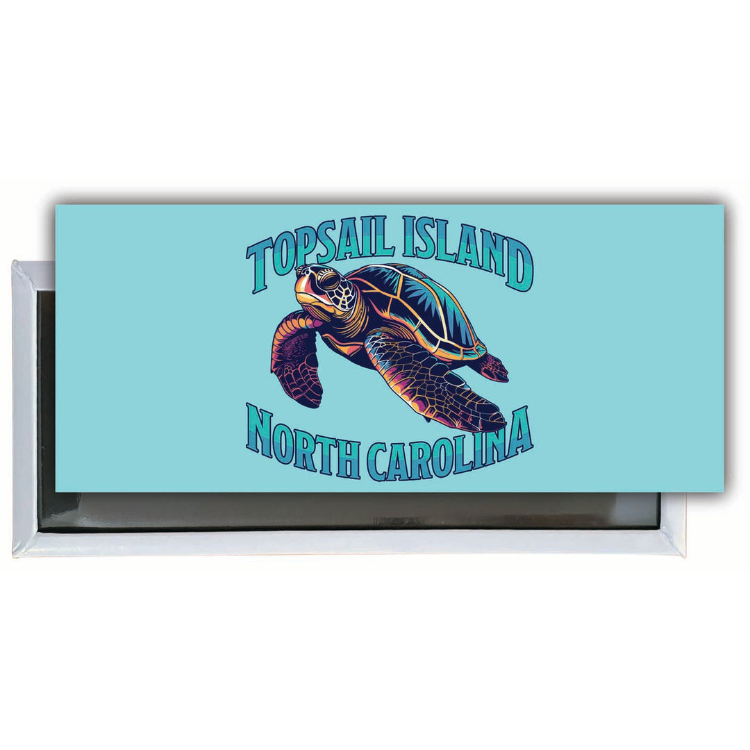 Topsail Island North Carolina Colorful Turtle Design Souvenir Fridge Magnet 4.75 x 2 Inch Image 1