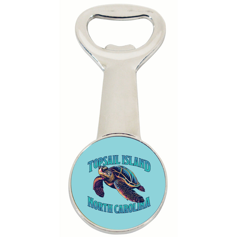 Topsail Island North Carolina Colorful Turtle Design Souvenir Magnetic Bottle Opener Image 1