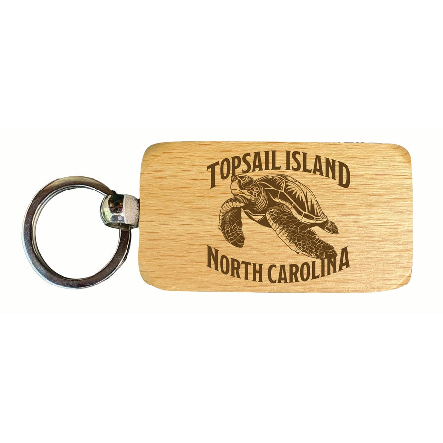 Topsail Island North Carolina Souvenir 2.5x1-Inch Souvenir Engraved Wooden Keychain Image 1