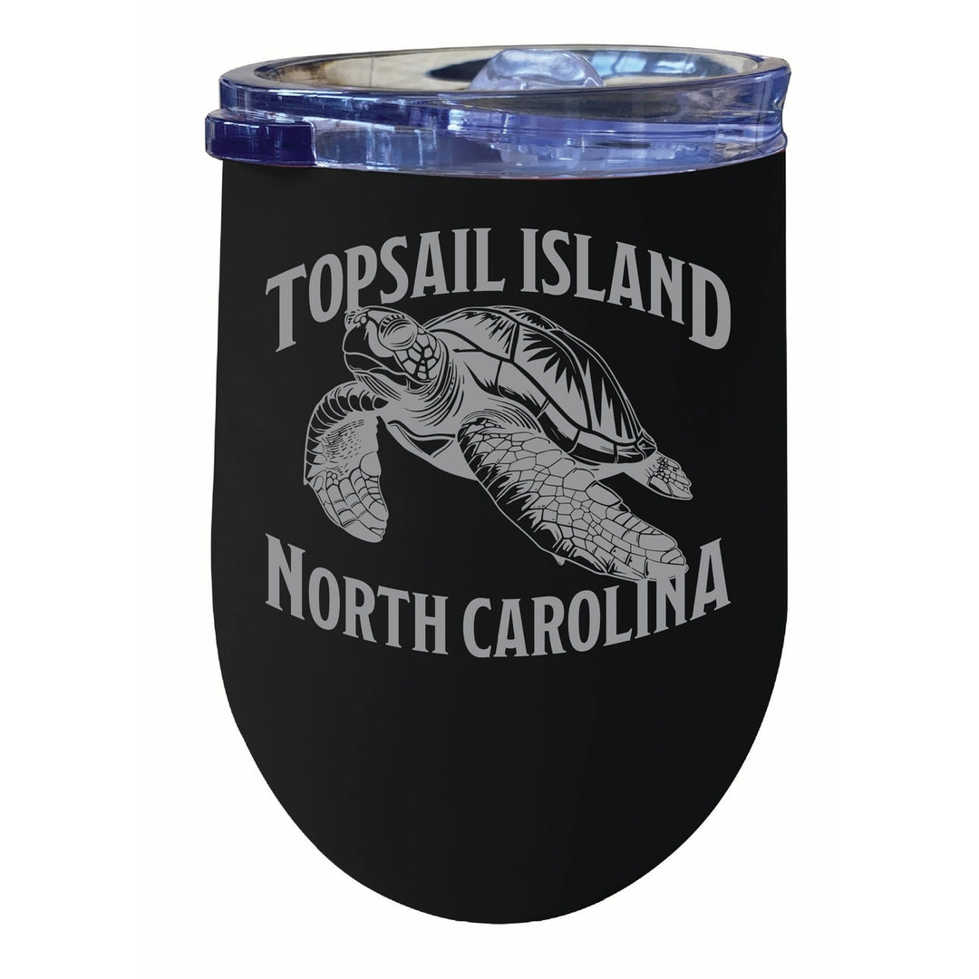 Topsail Island North Carolina Souvenir 12 oz Engraved Insulated Wine Stainless Steel Tumbler Image 2