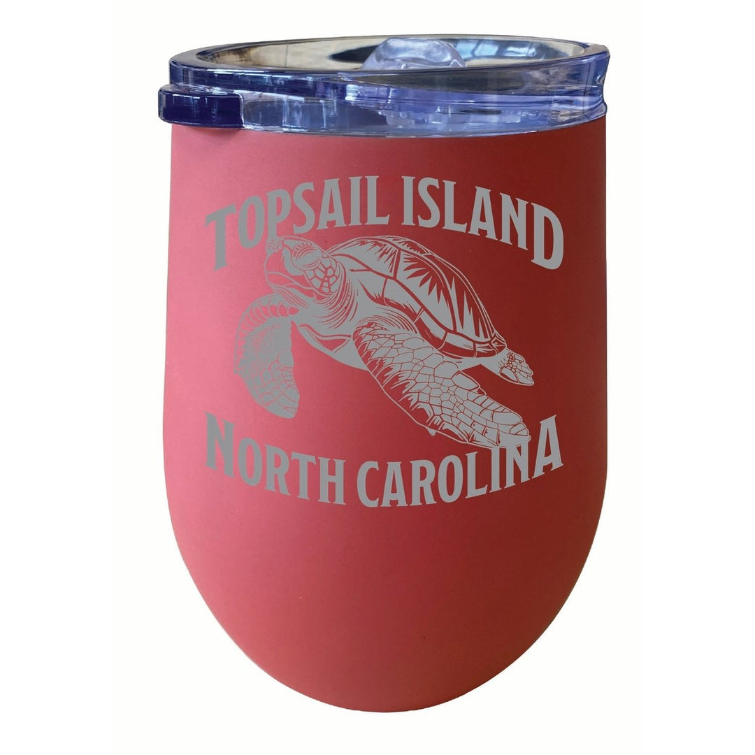 Topsail Island North Carolina Souvenir 12 oz Engraved Insulated Wine Stainless Steel Tumbler Image 4