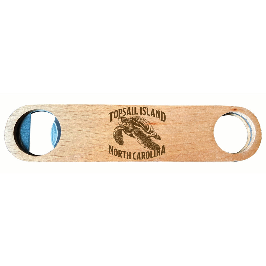 Topsail Island North Carolina Souvenir Engraved Wooden Bottle Opener Image 1