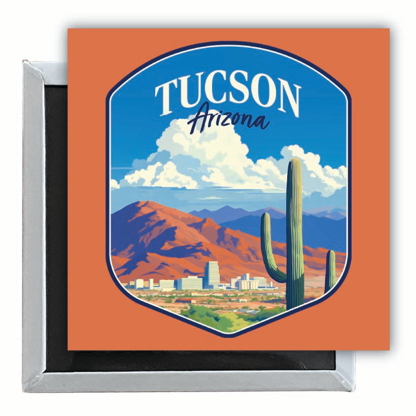 Tucson Arizona Desert Mountains Design Souvenir 2.5 x 2.5-Inch Fridge Magnet Image 1