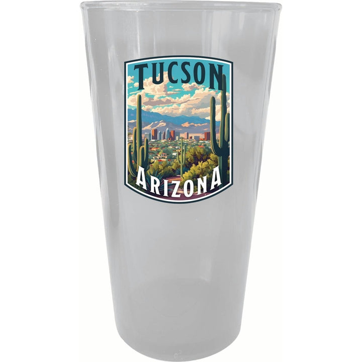 Tucson Arizona Cactus and Cityscape Design Souvenir Plastic 16 oz pint Image 3