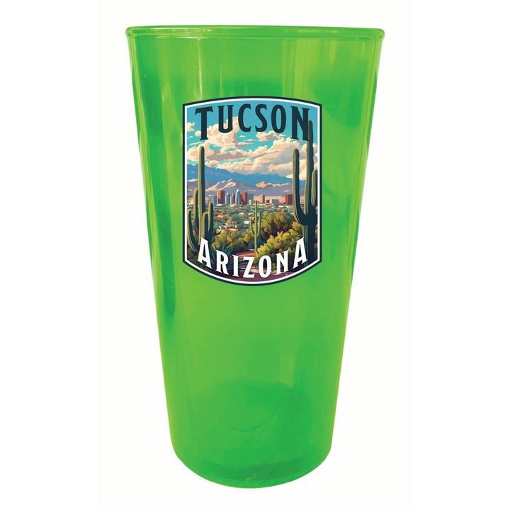 Tucson Arizona Cactus and Cityscape Design Souvenir Plastic 16 oz pint Image 4