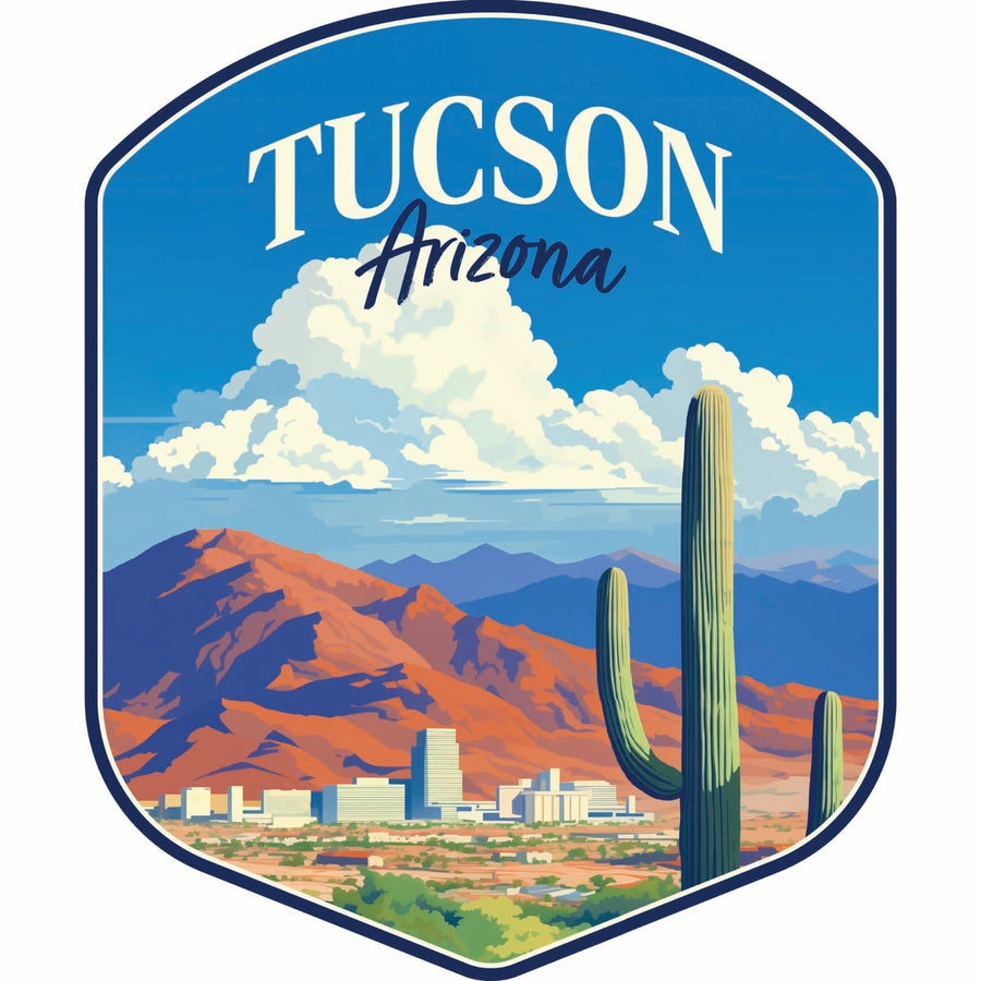 Tucson Arizona Desert Mountains Design Souvenir Die Cut Flat Magnet Image 1