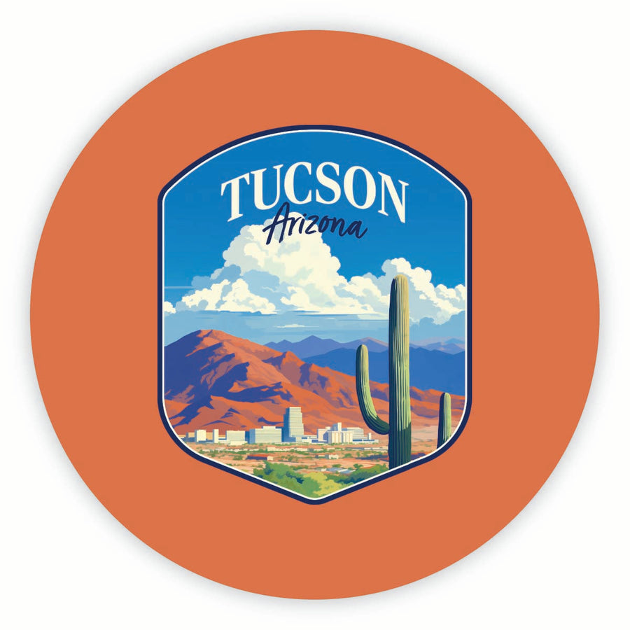 Tucson Arizona Desert Mountains Design Souvenir Round Fridge Magnet Image 1