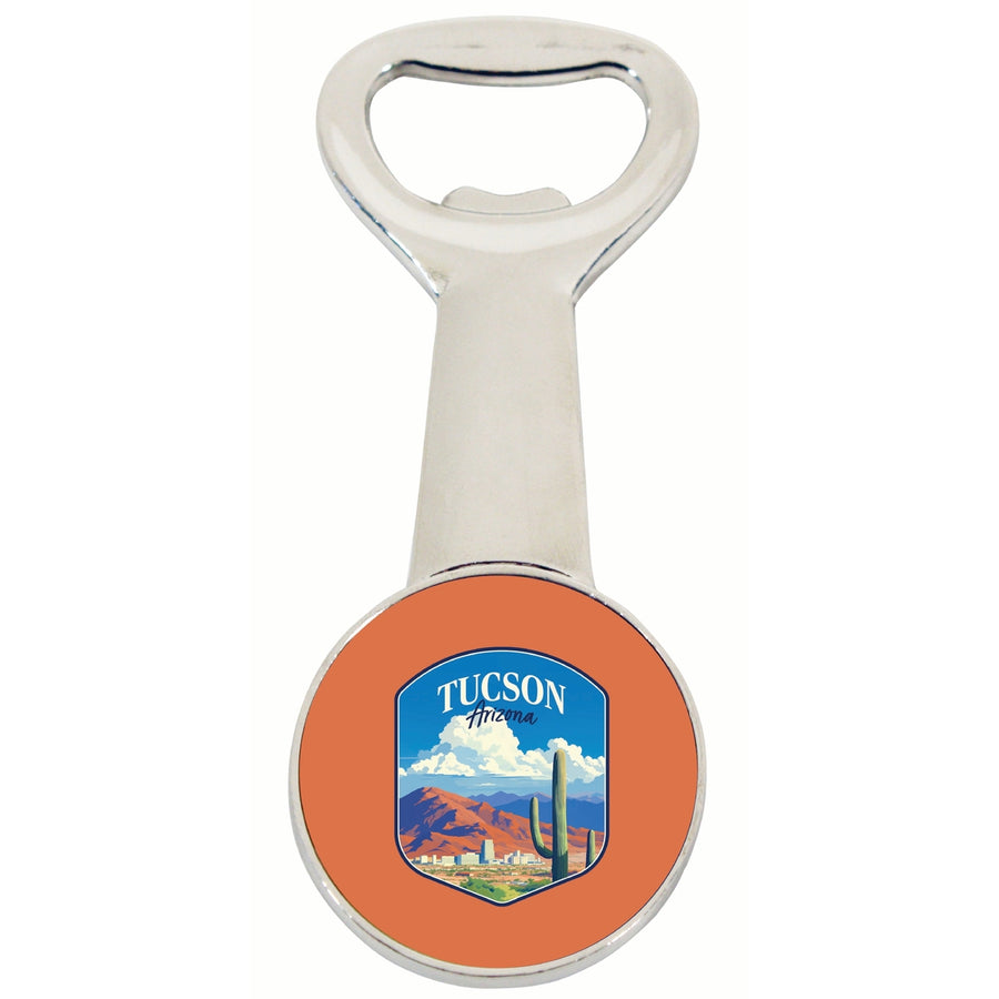 Tucson Arizona Desert Mountains Design Souvenir Magnetic Bottle Opener Image 1