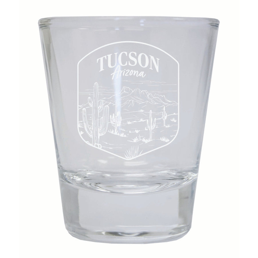 Tucson Arizona Souvenir 2 Ounce Engraved Shot Glass Round Image 1