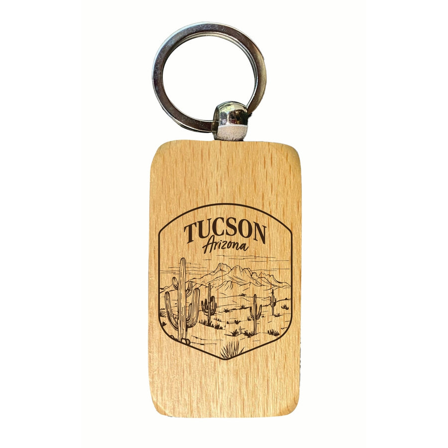 Tucson Arizona Souvenir 2.5x1-Inch Souvenir Engraved Wooden Keychain Image 1