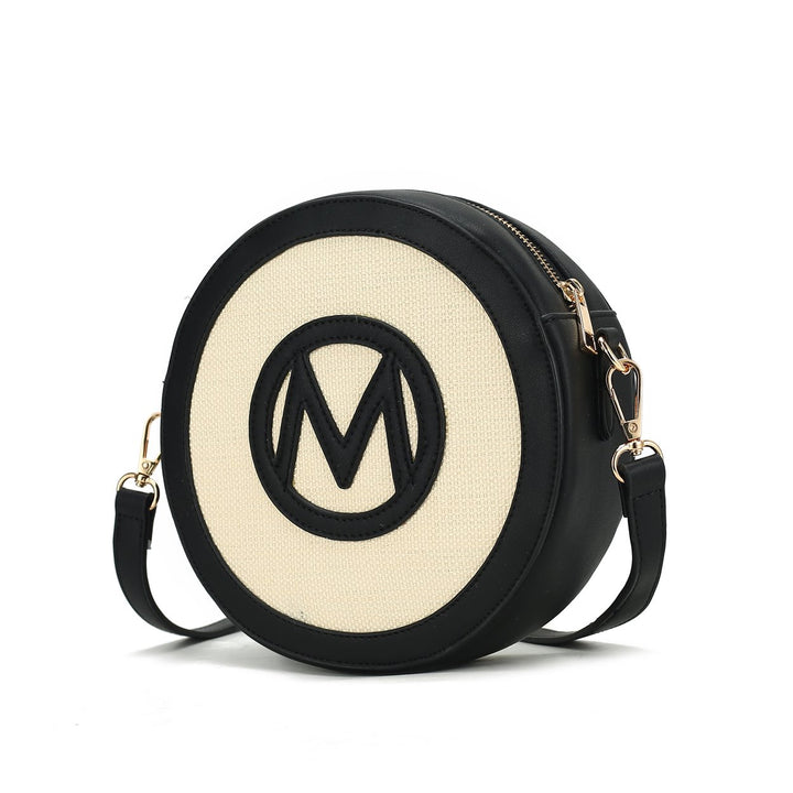 MKF Collection Acacia Round Crossbody Bag Vegan Leather Canvas Circular Shoulder Bag by Mia K Image 2