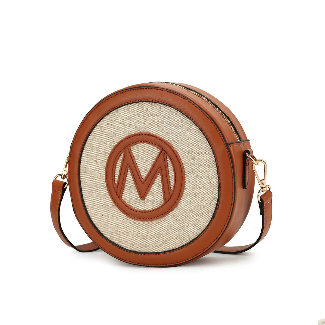 MKF Collection Acacia Round Crossbody Bag Vegan Leather Canvas Circular Shoulder Bag by Mia K Image 3