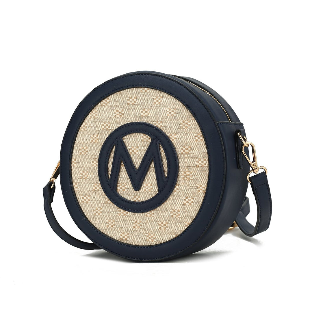 MKF Collection Acacia Round Crossbody Bag Vegan Leather Canvas Circular Shoulder Bag by Mia K Image 4